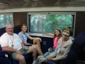 Convention attendees enjoy the train ride
